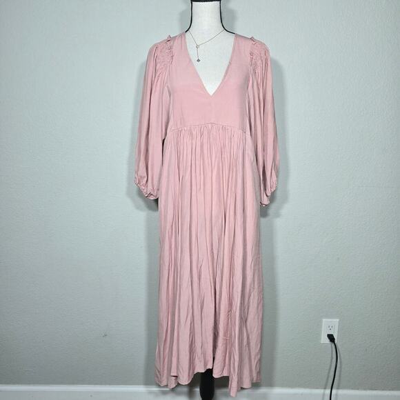 Mustard Seed Dresses & Skirts - NWT Mustard Seed Pink Maxi Dress M Boho Prairie Cottagecore Puff Sleeve Romantic